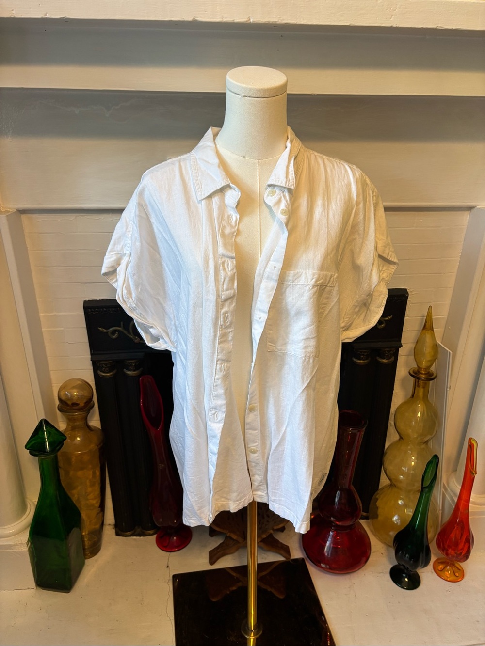 Orvis White Womens Short-Sleeve Button-Down Shirt